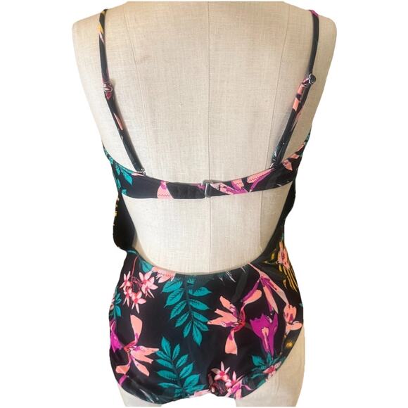 Old Navy One Piece Swimsuit Womens Large Multicolor Floral Spaghetti Straps - Picture 6 of 10